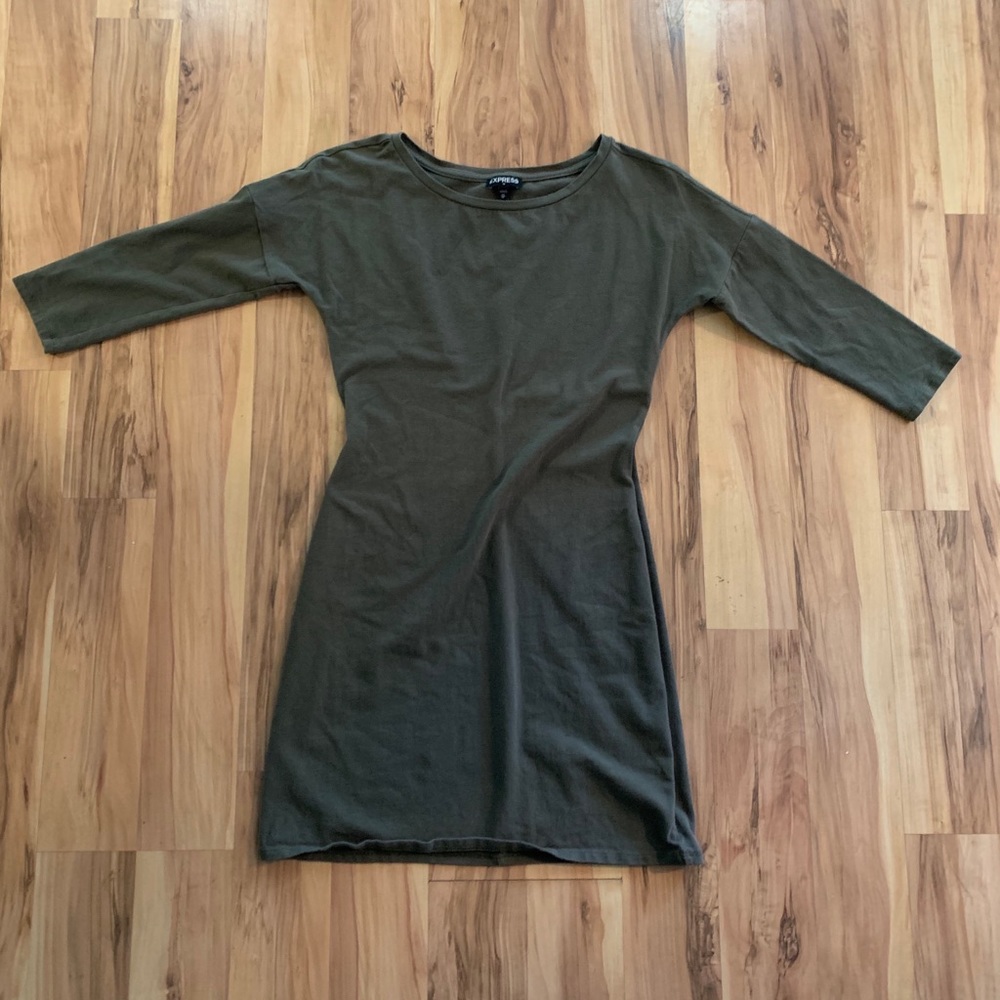 Olive Green Express Cotton Dress, XS.